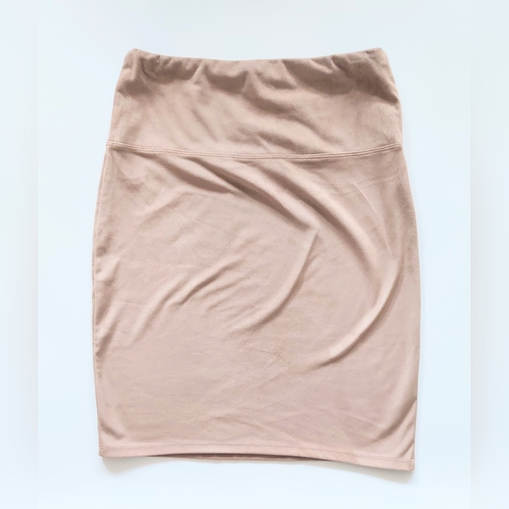 Athena Marie Micro Suede Stretch Pencil Skirt Tan Size Small